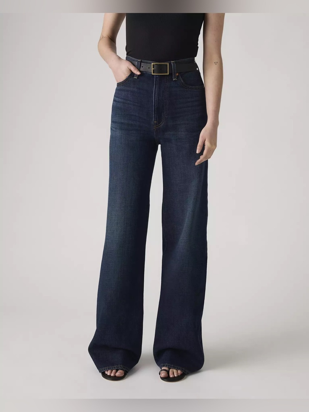 Levi's Dark Rib cage wide leg linen denim